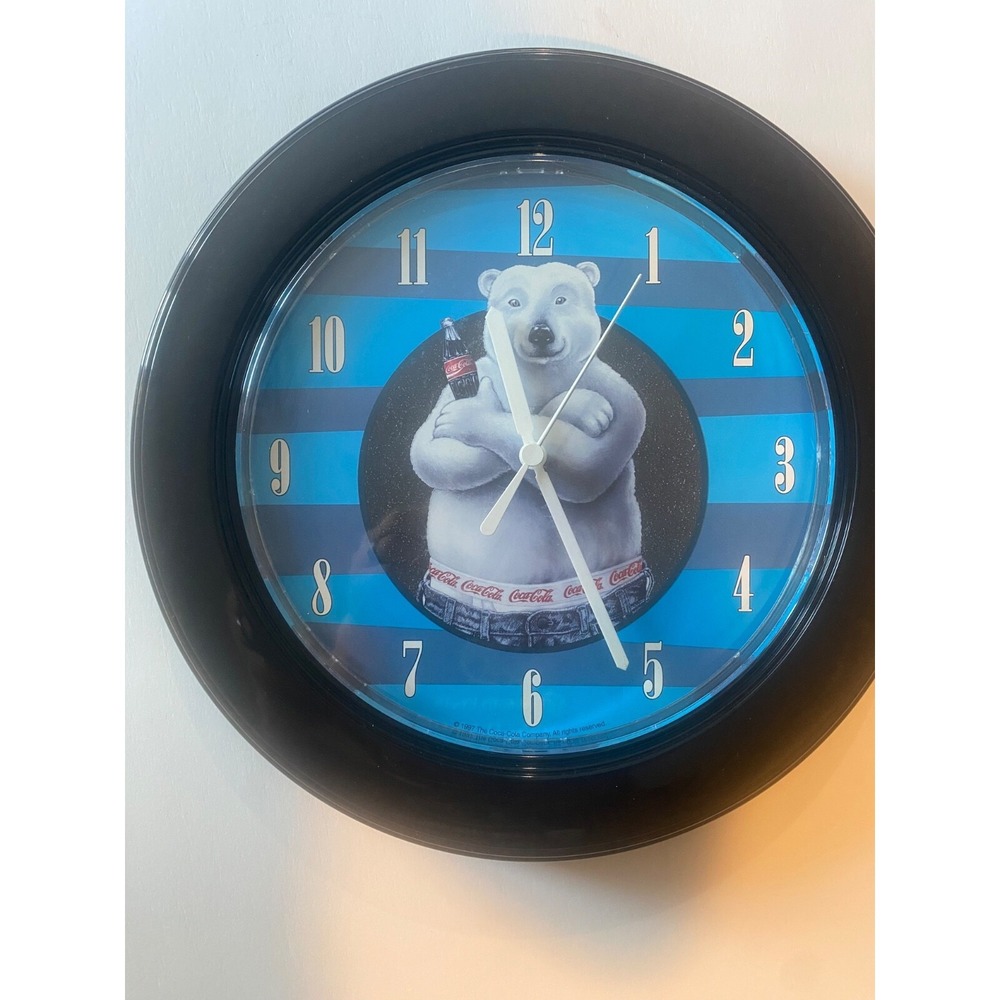 Coca Cola Attitude Polar Bear Wall Clock Vintage 1997 Made In USA